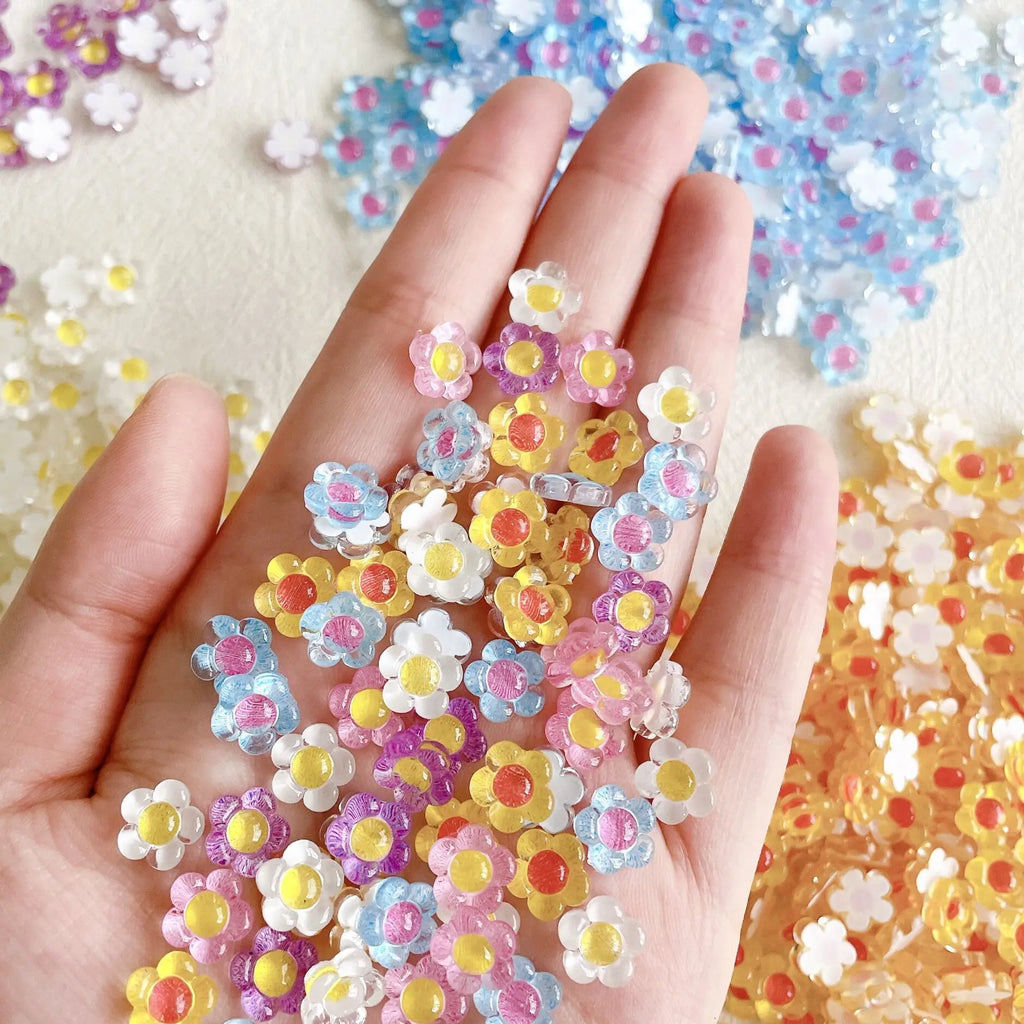 20pcs Ice Transparent Flower Nail Art Charms 3D Japanese Sun Petal Nail Rhinestones Decorations DIY Manicure Kawaii Accessories