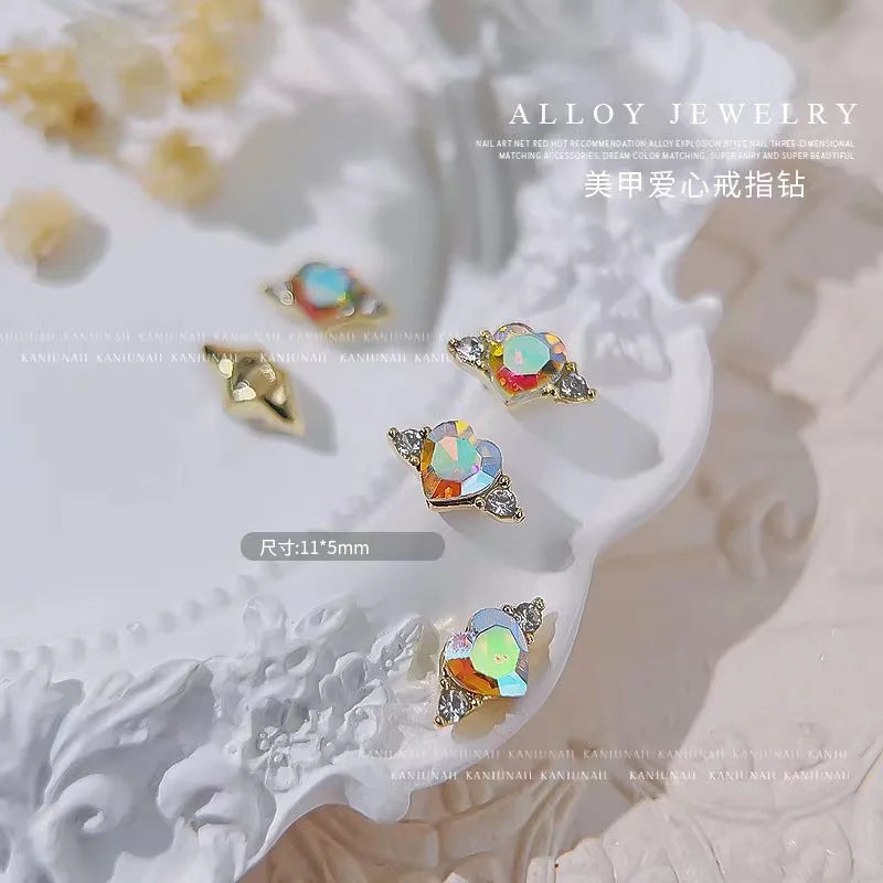 10pcs Alloy Cute Nail Art Charm 3D Colorful Full Diamond Nail Jewelry Rhinestones Luxury Kawaii DIY Nail Parts Accessories