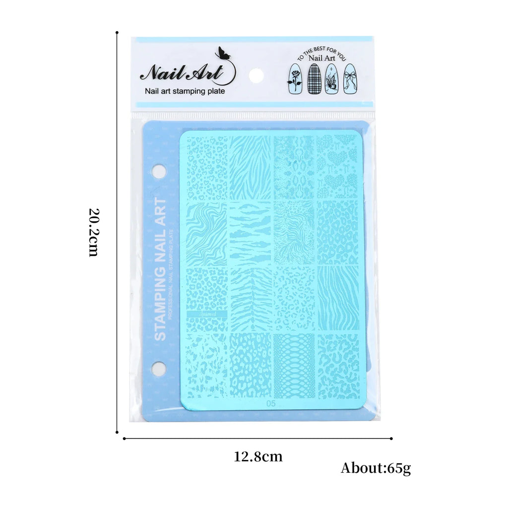 Print Nail Stamping Plate Leopard Snake Pattern Nail Art Stencil Stainless Steel Nail Stamp Template for DIY Manicure Nail Tools