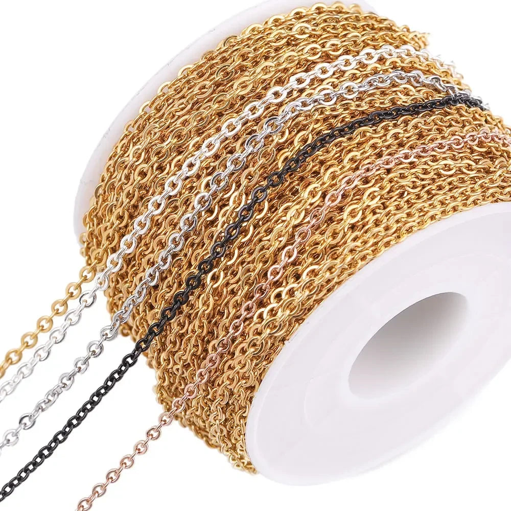 2m Stainless Steel Chain for Jewelry Making Supplies Cable Rose Gold Silver Chains Necklace for Diy Jewelry Findings Wholesale