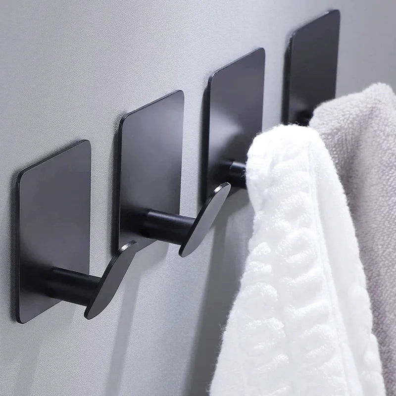 4pc/2pc Bathroom Clothes Hooks Adhesive Wall Hooks Stainless Steel Towel Racks Bathroom Kitchen Hardware Multi-Purpose Hooks