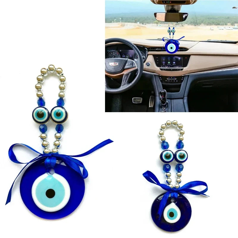 Turkish Blue Evil Eye Beads Charms Pendants Handmade Crafts Wall Hanging Ornament Car Amulet Home Protection Decor