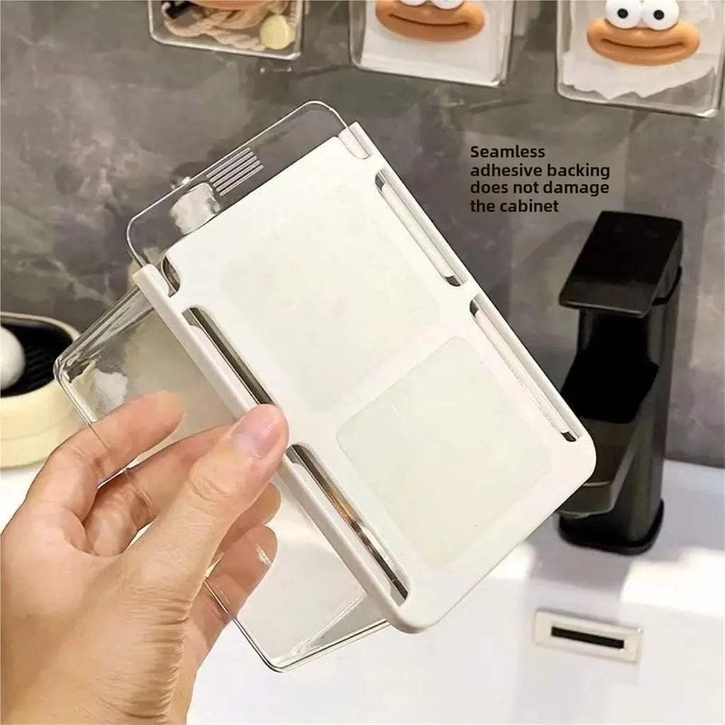 Transparent Bathroom Pull Out Storage Drawer Cotton Stick Makeup Organizer Under Mirror Cabinet Cosmetics Rack Divider Tool