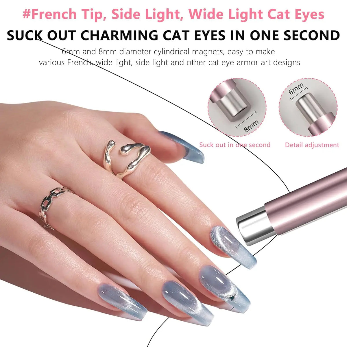 Nail Cat Eye Magnetic Ball With Nail Magnetic Stick Tool Set Double-head Strong Magnet Pen 3D Cat Eye Gel Nail Supplies