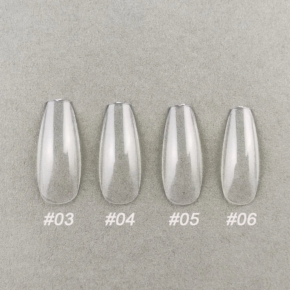 B04 Size 3 4 5 6 Middle Ballerina False Nail Tips in Single Size 100 Pieces Refill Fake Nail Tips for Drawing Polish Display