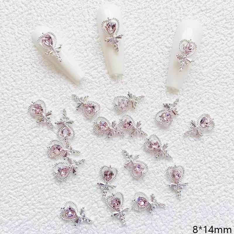 10pcs Alloy Cute Nail Art Charm 3D Colorful Full Diamond Nail Jewelry Rhinestones Luxury Kawaii DIY Nail Parts Accessories