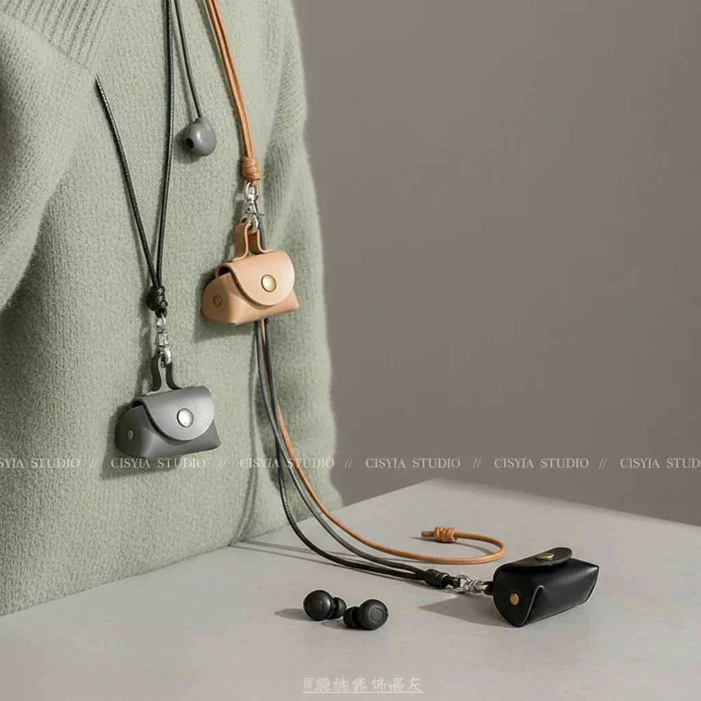 Retro Cute Small Leather Bag Long Necklace for Women Fashion Sweater Chain Neck Hanging Jewelry Versatile Accessory Party Gifts