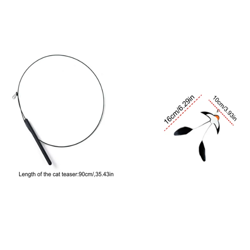Small swallow cat teaser stick with long rod, steel wire with bell feather replacement head, cat toy to relieve boredom, pet toy