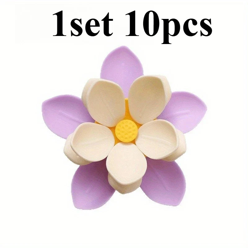 10pcs Lotus food bags clip,petal food bag sealing clip - heavy-duty plastic - sturdy two-layer structure,suitable for snack bags