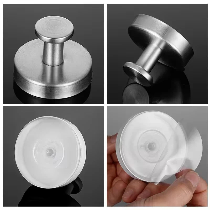 Suction Cup Hook Stainless Steel Punch-free Hooks Waterproof Wall Mount Strong Adsorption Hooks Reusable Kitchen Bathroom Hook