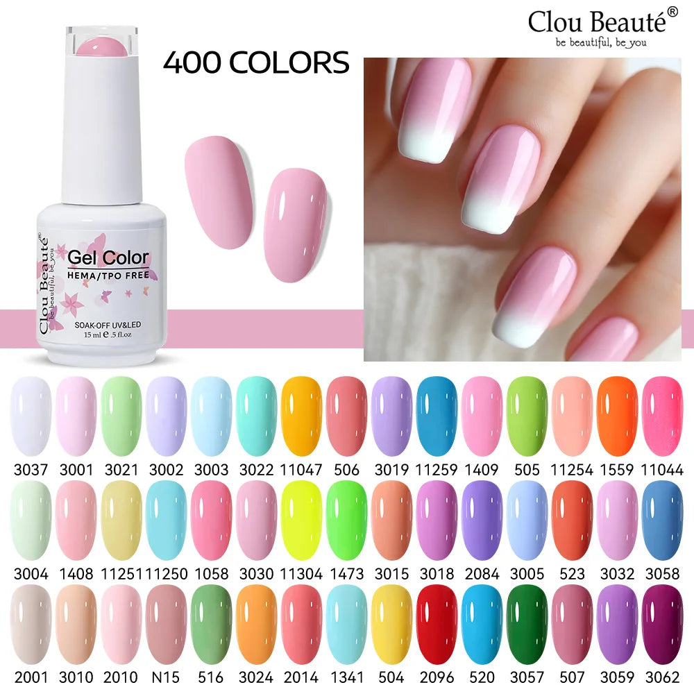 Clou Beaute TPO FREE Nail Gel Polish High Pigment Nail Art Supply Spring Summer Pastal Color Varnish UV Gel Clear Base Top Coat