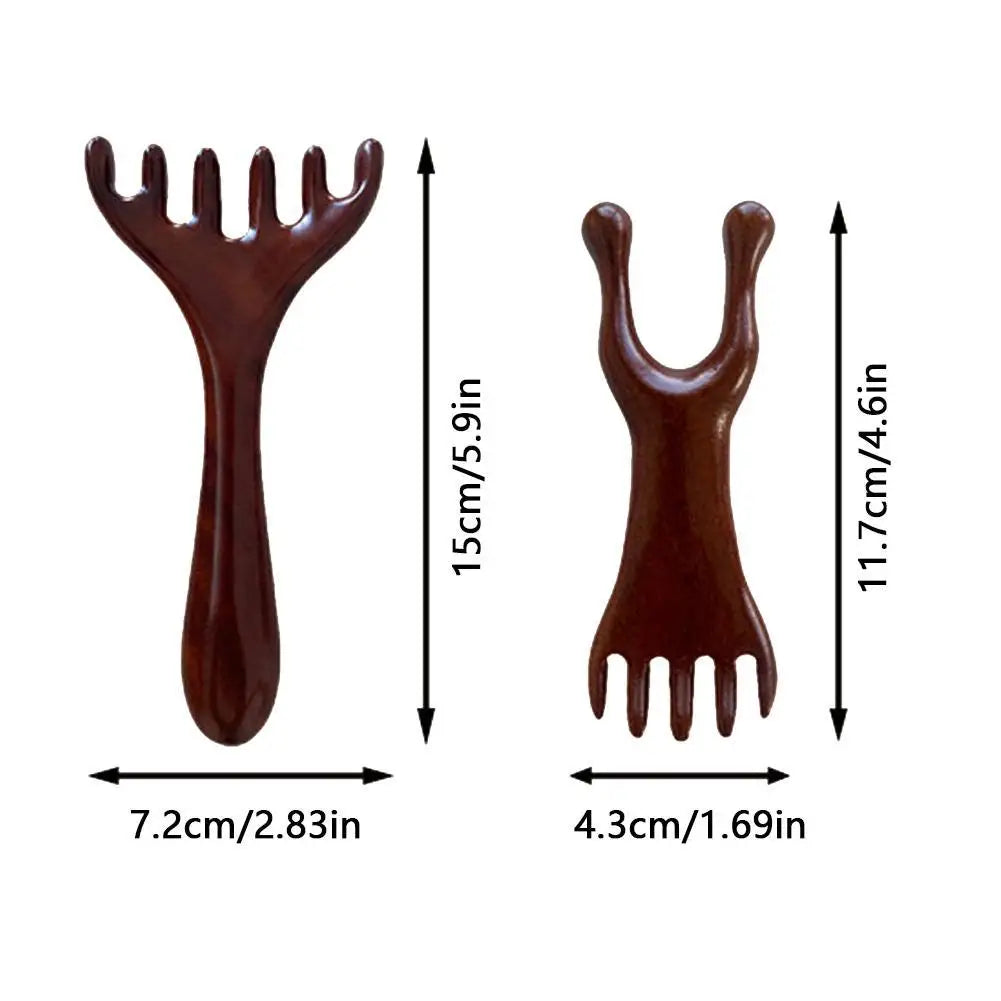 Natural Sandalwood Massage Comb Six-Claw Head Acupoint Massage Gua Sha Tool Neck Face Lifting Scraping Massager