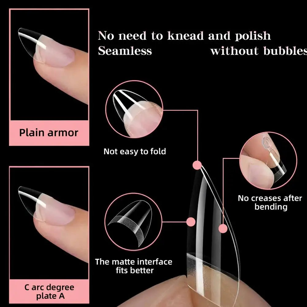 120pcs Half Cover Almond Fake Nails Half Matte Pre Buff Acrylic Nails Extra Short Almond Shape Gel Nail Nail Forms Salon