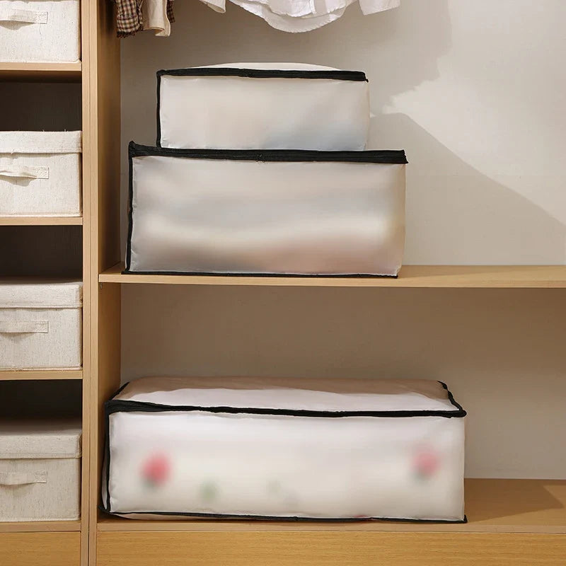 PEVA Waterproof Quilt Storage Bag Large Capacity Clothing Storage Bag Under Bed Quilt Dustproof Bag Wardrobe Organizer