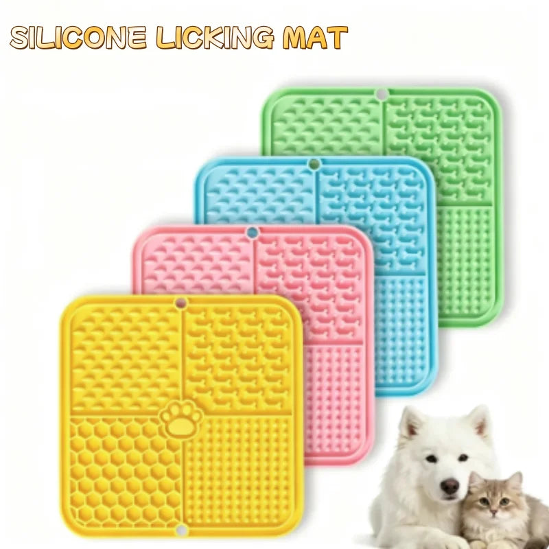 Food Grade Silicone Pet Slow Feeder Licking Mat with Strong Suction Cup AntiGulping Feeding Pad for Dog Cat Treat Anxiety Relief