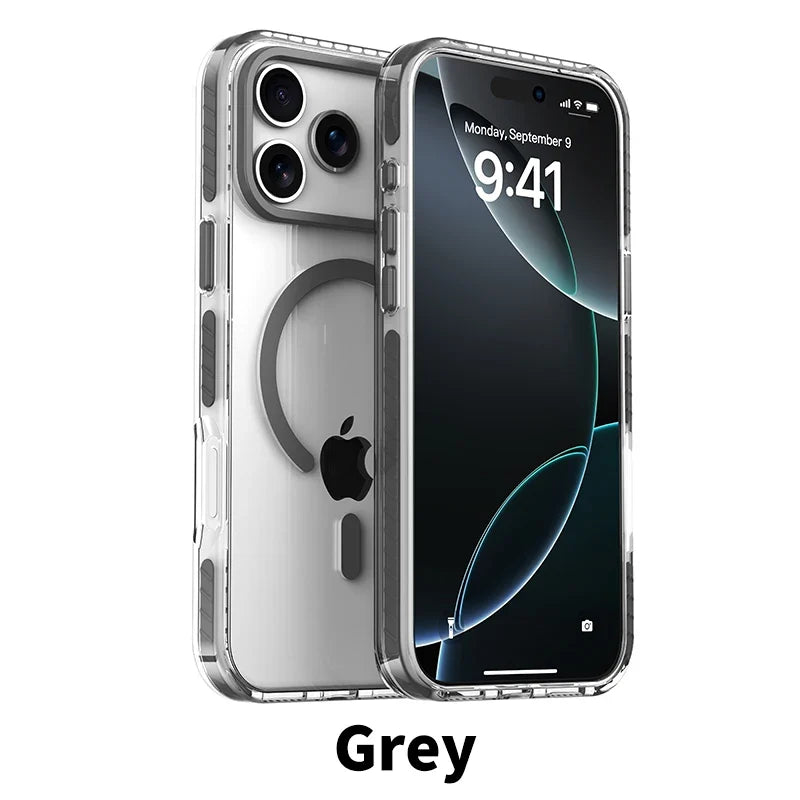 For iPhone 12 13 14 15 16 17 18 Pro Max Plus for Magsafe Case Luxury Transparent Acrylic TPU Hybrid Armor Cover for iPhone 18Pro