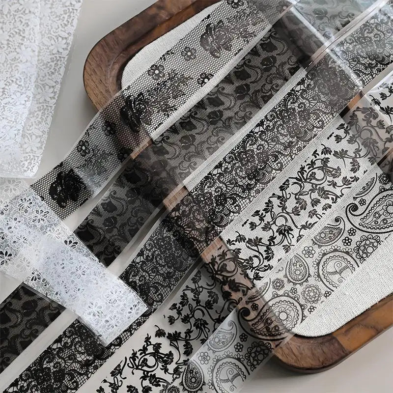 ✰✪Nail Art Transfer Foils Set Black White Red Lace Flowers Design Nail Stickers 10 Rolls DIY Manicure Decoration for Women