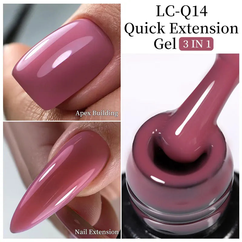 LILYCUTE Milky White Gold Sequins Quick Extension Rubber Base Gel Nail Polish Glitter Extend Construct Hard Gel Nail Art Varnish