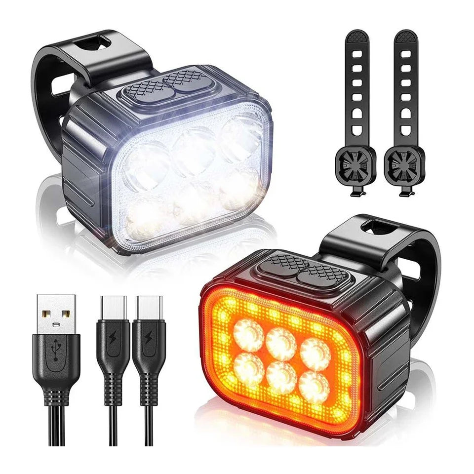 Ultra Bright Bike Front Rear Light USB Rechargeable Waterproof Bicycle Taillight Multi‑Flash Modes Safety Lamp Night Cycling