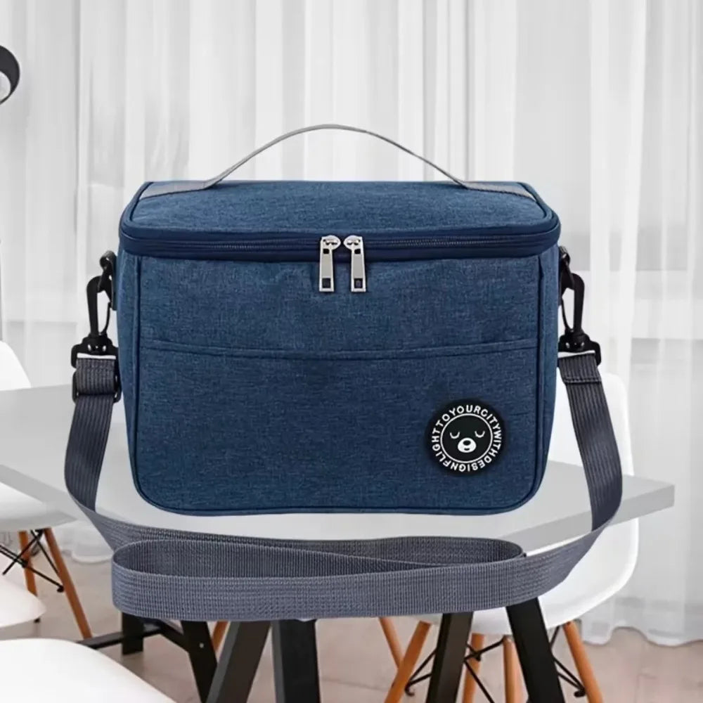 Portable Insulated Lunch Box Thermal Bag for Travel Camping Picnic Office Hot Cold Food Storage Container with Handle Strap