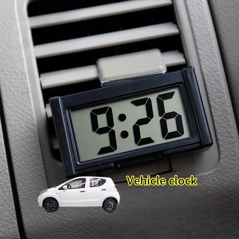 Mini Digital Clock for Car Dashboard, Battery Operated & Clear LCD Screen Time Display, Small Digital Clock