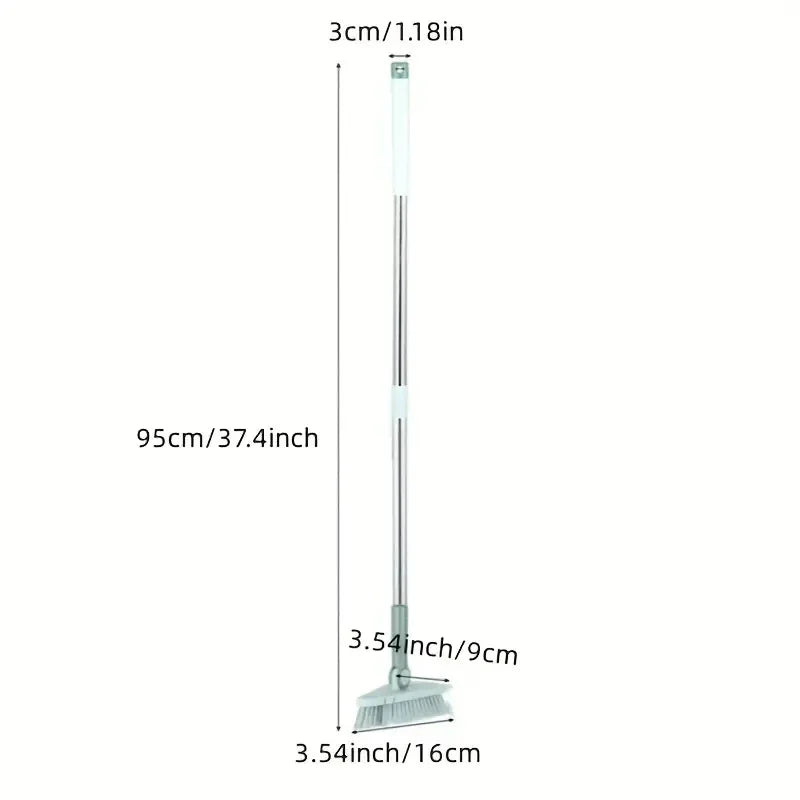 A Long Handled Hard Bristled Triangular Floor Brush, Bathroom Tile Gap Cleaning Brush