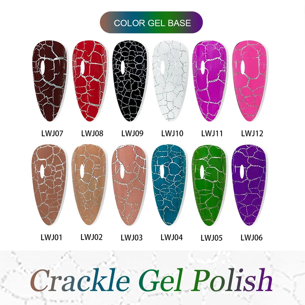 FTMY Single Pack Crackle Gel Nail Polish, Textured Crackle Effect/LED Gel Nail Polish, Specially Designed for DIY Creative Nail