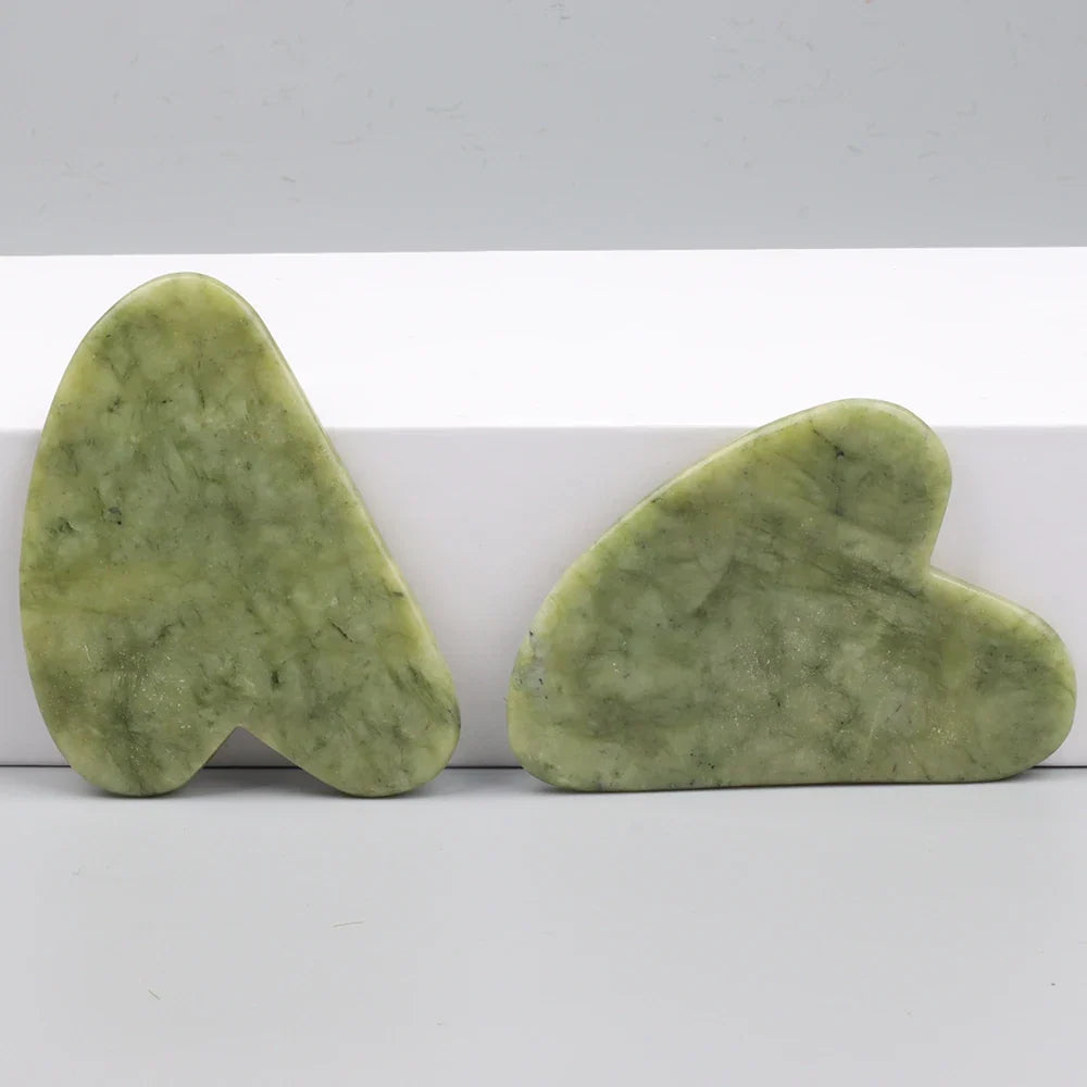 Natural Jade Gua Sha Tool Xiuyan Jade Heart-shape Face Massager Neck Body Massage Skin Guasha Scrape