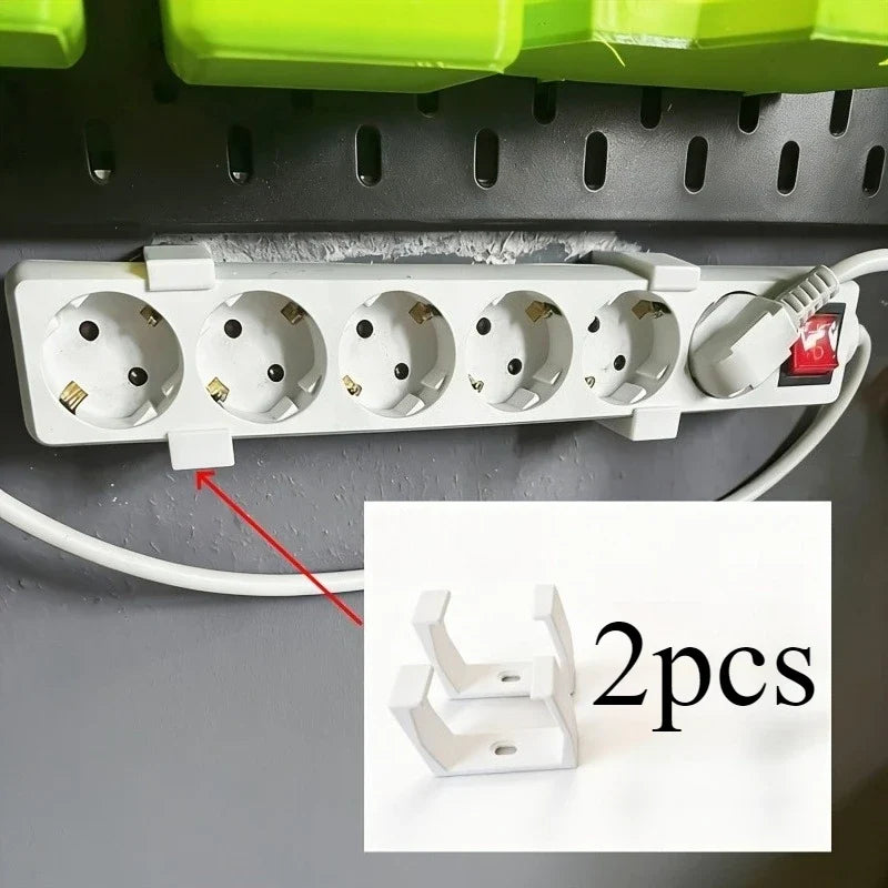 2Pcs 3D Printed Outlet Fixer, White/Black Wall-Mounted Power Strip Holder, Sturdy Cable Manager with Cable Ties
