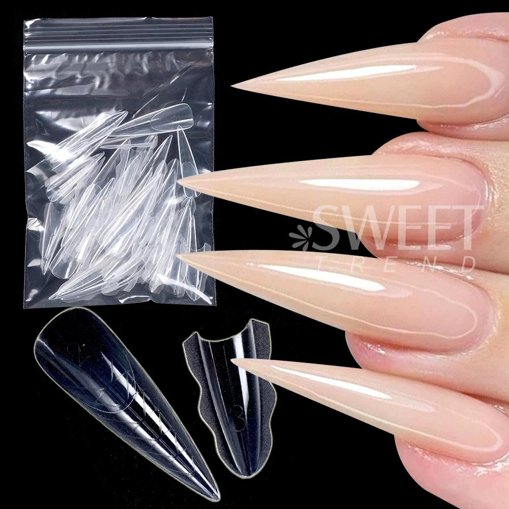 SWEET TREND-Sandwich Dual Nail Forms 15 Size 60pcs Oval Extension Dual Form Top/Bottom Nail Forms DIY Manicure Extensions Tool