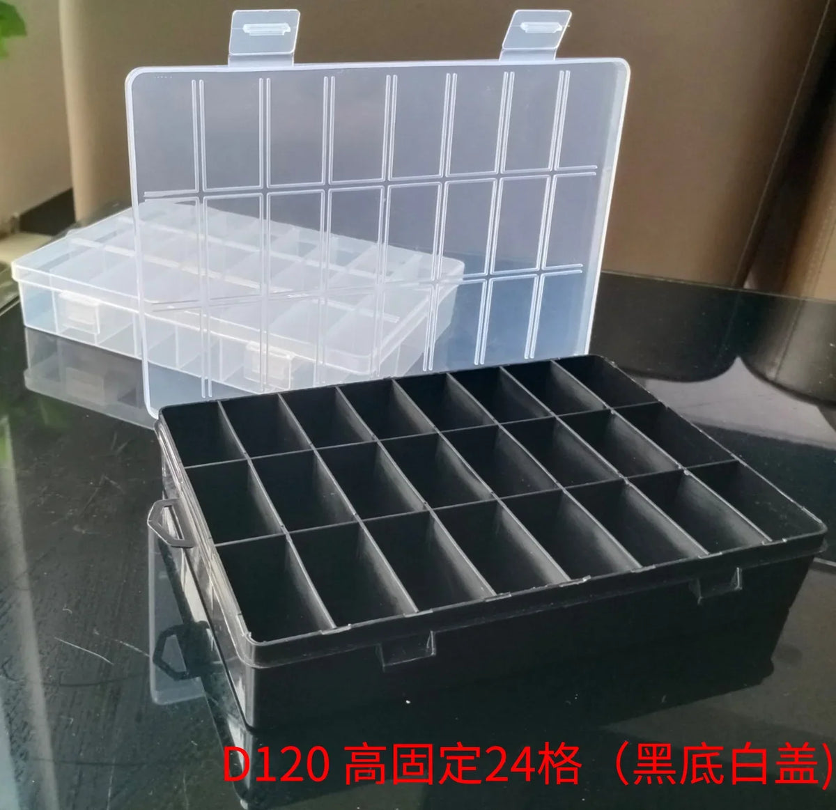 24 Compartments Plastic Storage Box Jewelry Earring Beads Screw Accessories Classification Fixed Display Storage Box Organizer