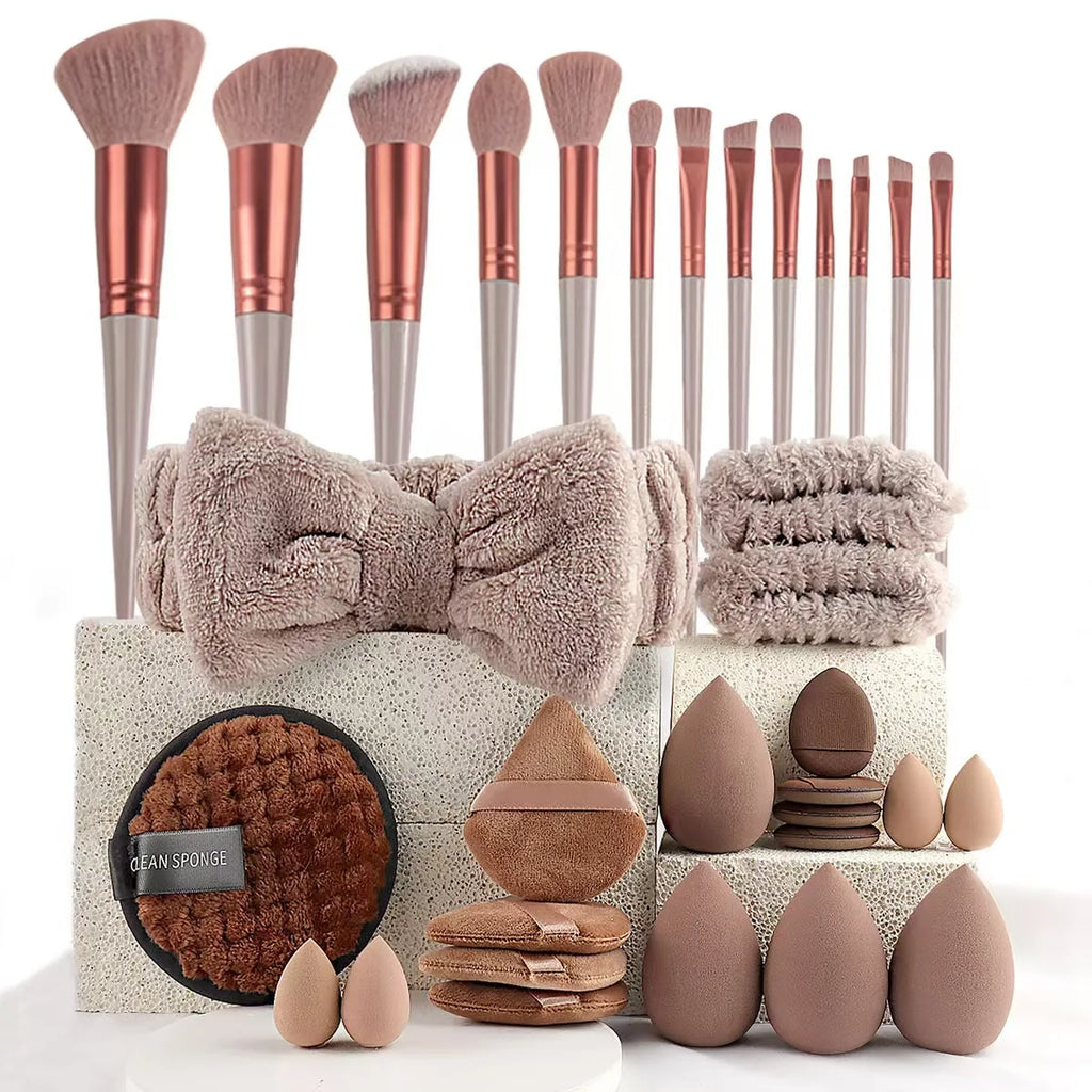 33pcs beauty set makeup kit  large and small beauty sponges for flawless makeup application and removal of makeup full set