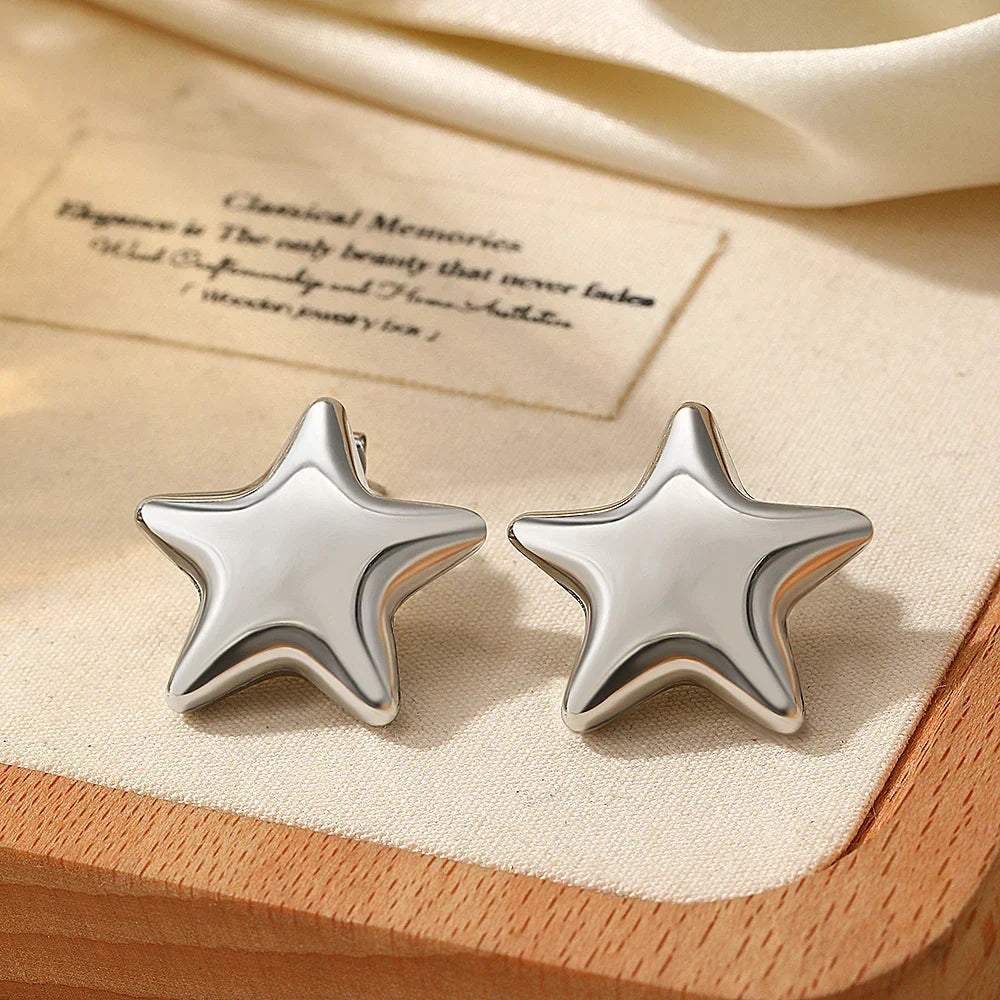 woiwoi Stainless Steel Earrings Exquisite Star Stud Super Fairy Sparkling Earrings For Women Jewelry Ornate Texture Best Friend