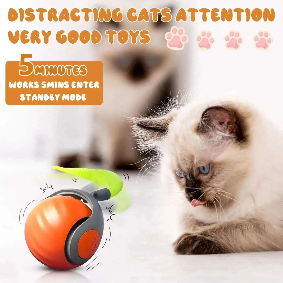 Speedy Tail 2.0 Smart Interactive Cat Toy Automatic Moving Balls for Cats And Dogs Touch Motion Rolling Toy Ball for Pet Gift