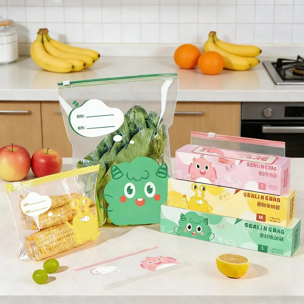 Reusable Food Storage Bags Variety Pack: Snack & Sandwich Sizes, Leakproof Zipper for Freezer, Safe Kitchen Pantry Organizer