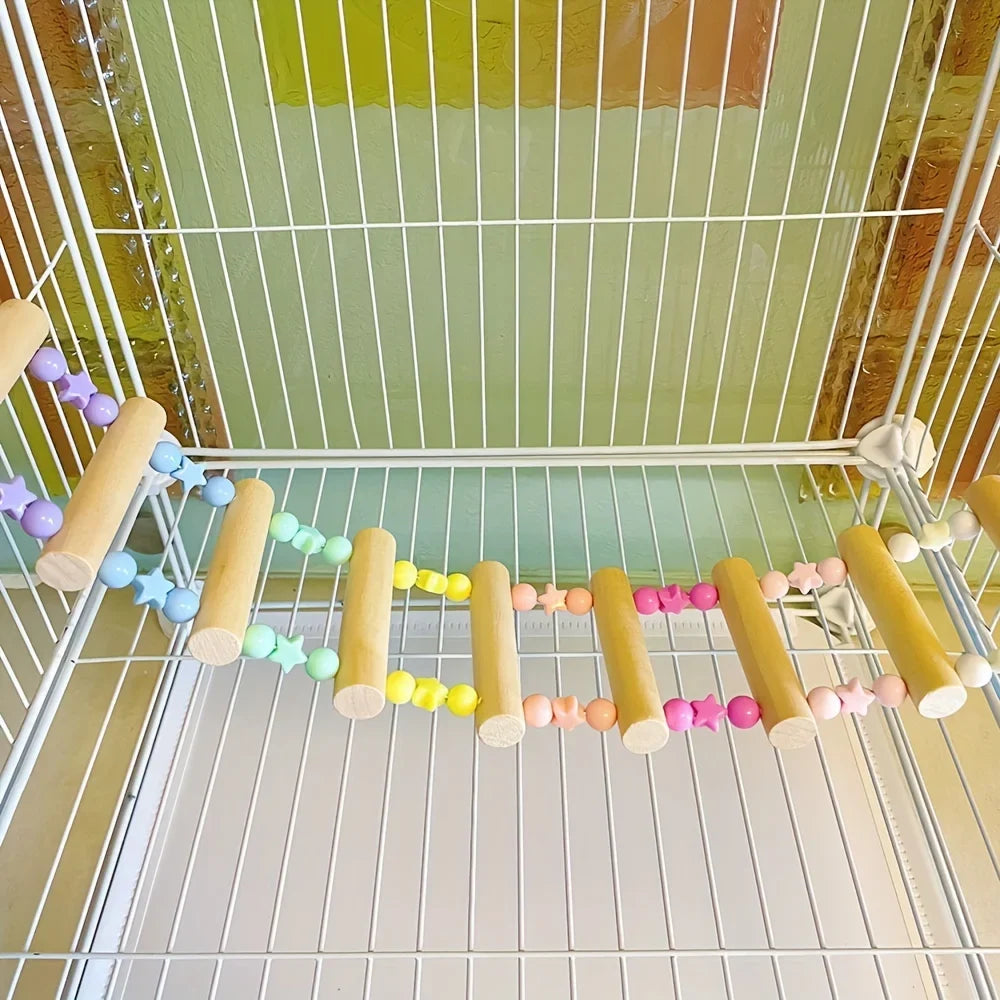 Parrot swing ring climbing station stand sugar colugo perching suspension bridge bird cage accessories toy hamster rattan ball