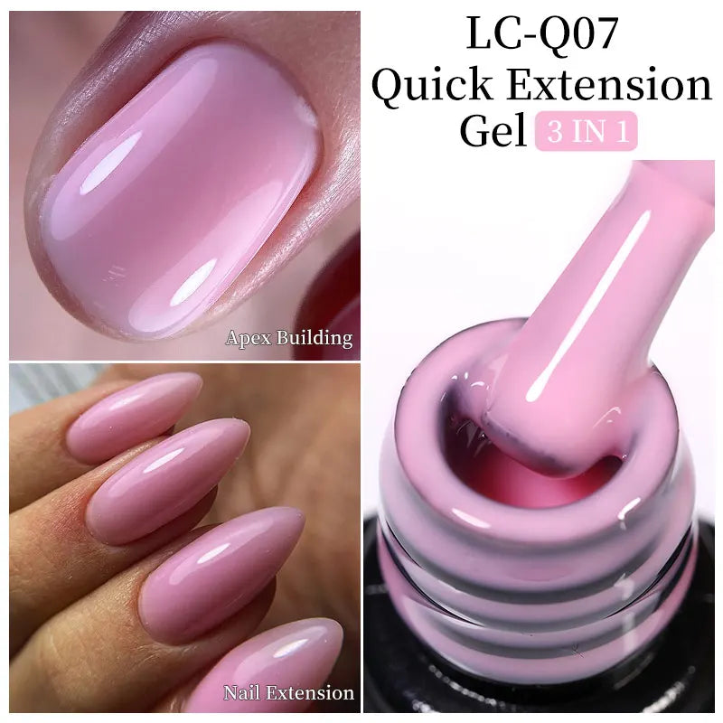 LILYCUTE Milky White Gold Sequins Quick Extension Rubber Base Gel Nail Polish Glitter Extend Construct Hard Gel Nail Art Varnish