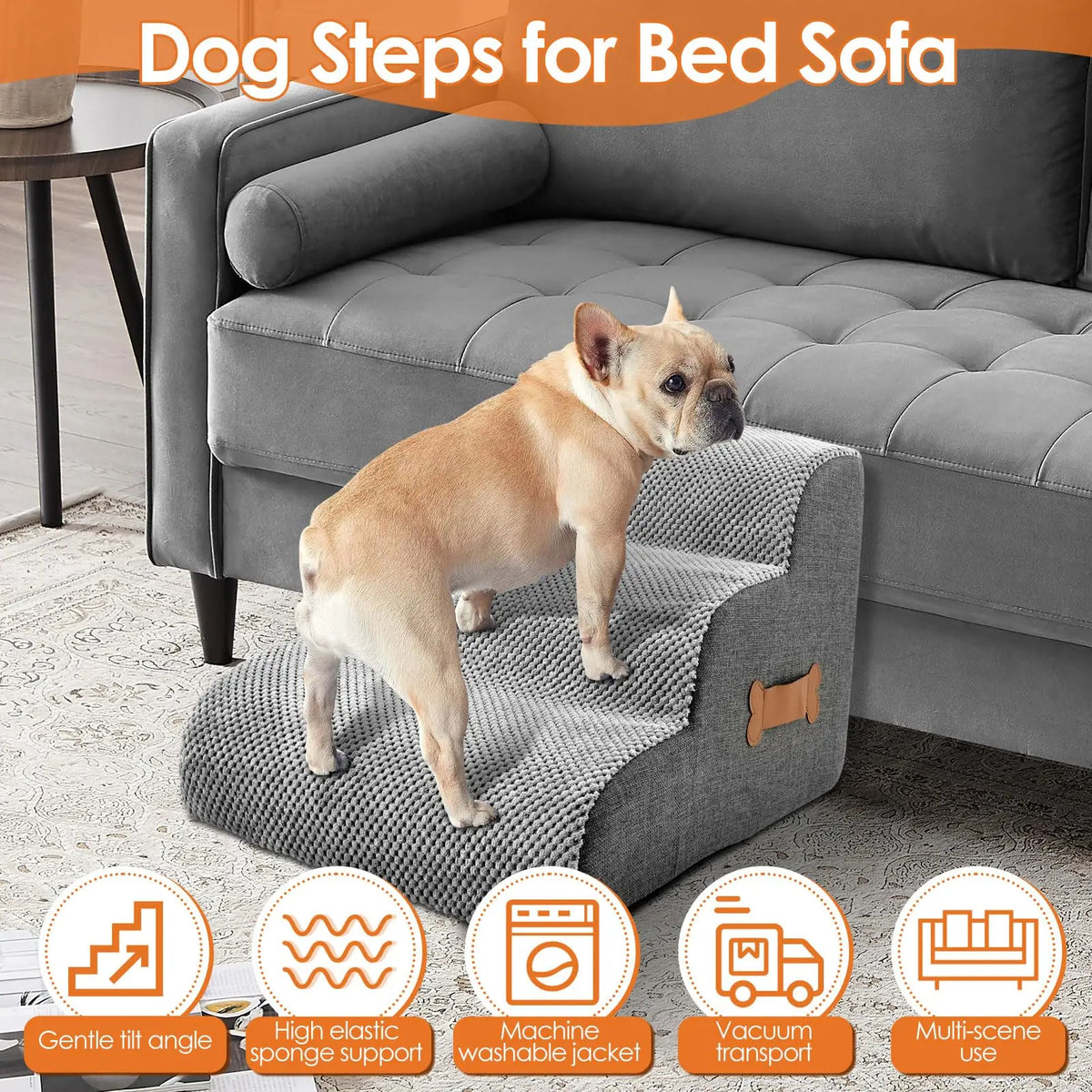 Ladder Dogs Pets Bone Handle Puppys Stairs Beside Sofa Bed Ramp for Dogs Protecting Pets Joint Safety Stairs for Pet Elderly Dog