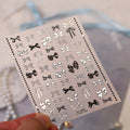 Metal Bow 5D Nail Art Stickers Black White Dot Bow Silver Embossed Y2K Bowknot Self Adhesive Punk Nail Decor Manicure Supplies
