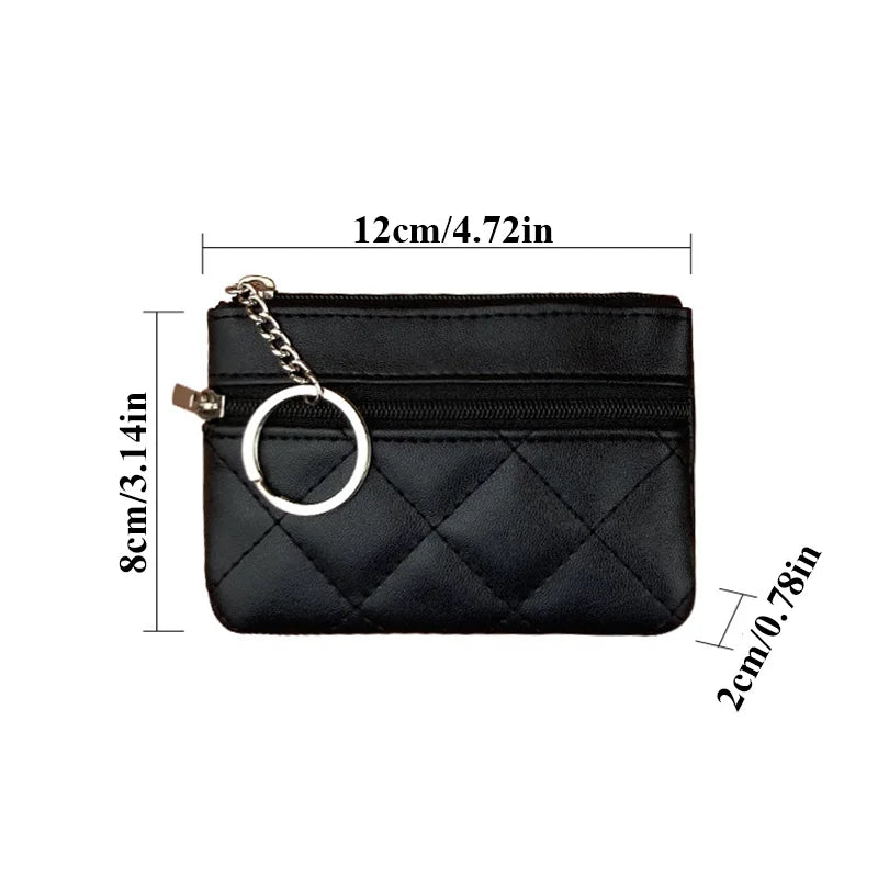 New PU Leather Coin Purse Women's Wallet Zipper Check Wallet Purse For Women Key Holder Clutch Bags With Keychain Card Wallet