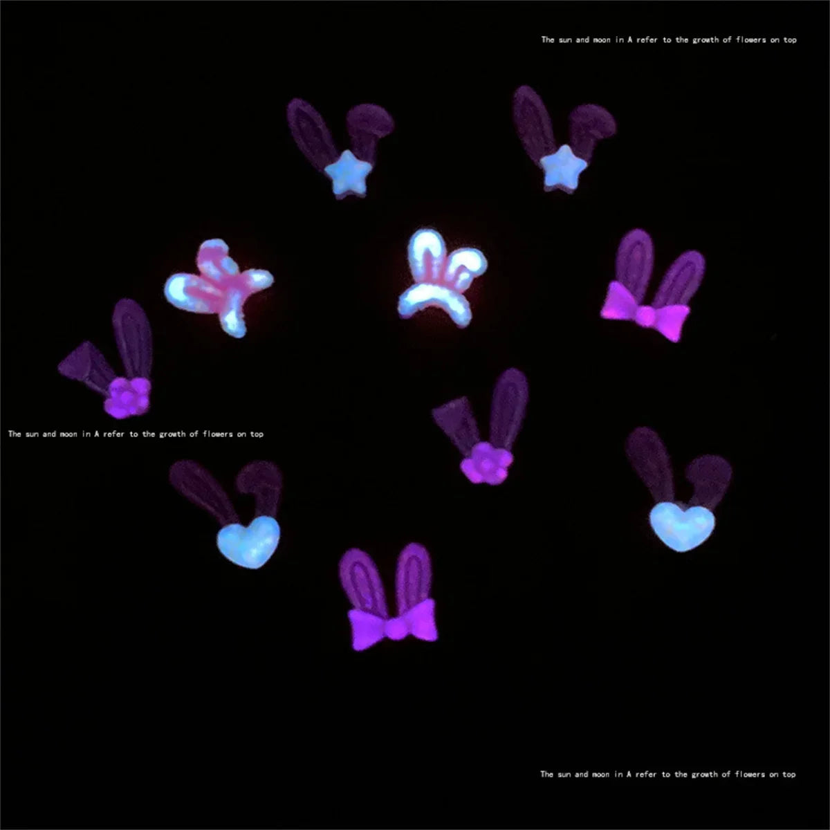20pcs 3D Korean Rabbit Ear Resin Nail Art Charms Pink White Bunny Kawaii Jewelry Nail Rhinestones Decorations Accessories DIY