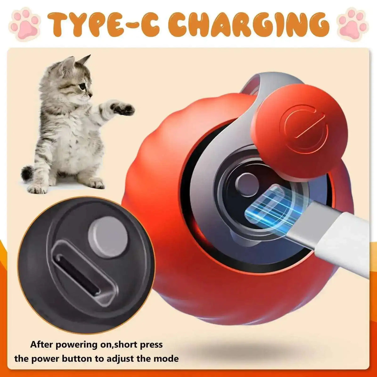 Speedy Tail 2.0 Smart Interactive Cat Toy Automatic Moving Balls for Cats And Dogs Touch Motion Rolling Toy Ball for Pet Gift
