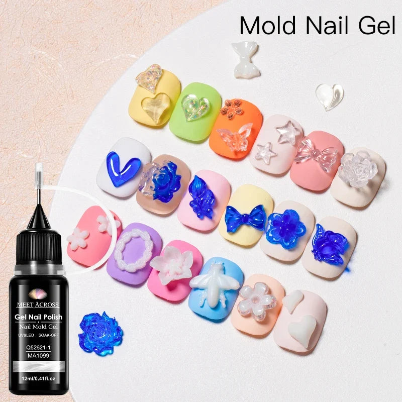 12ml 3D Model Nail Art Gel Clear White Blue Waterproof Sculpting gel Nail Art DIY Design Gel for Intricate Carvings & Shapes