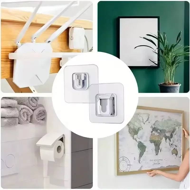 Double-Sided Self Adhesive Wall Hooks Strong Sticky Transparent Traceless Kitchen Bedroom Wall Hook Storage Holders Storage