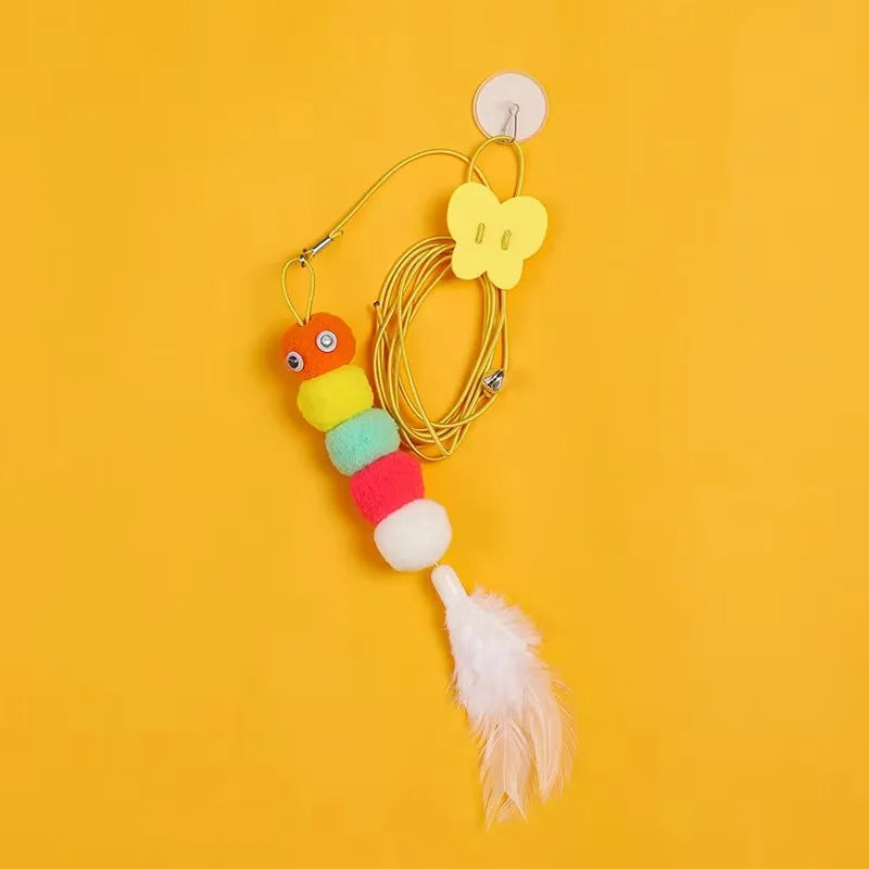Random Door Hanging Elastic Rope Feather Cat Toy Interactive Molar Pet Supplies For Cats Small Dogs