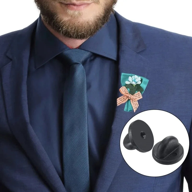 50/100pcs Black Rubber Pin Backs for Tie Tack Lapel Holder Clasp Cap Keepers Brooch Badge Jewelry Making Supplies Accessories