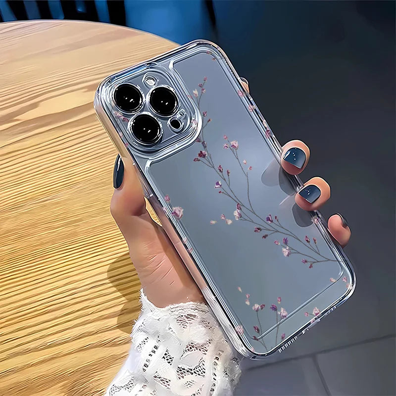 INS Vine Flower Transparent Phone Case For iPhone 14 15 16 Plus Pro 11 12 13 Pro Max X XR XS 7 8 SE 16E Clear Soft Fundas Cases