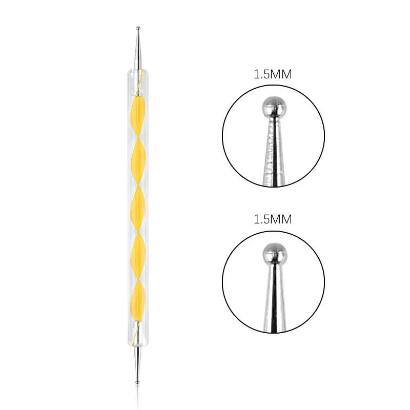 DIY Manicure Tools: Nail Art Dotting Pen, Spiral Rod Hook Pen & Drawing Painting Marbleizing Tool