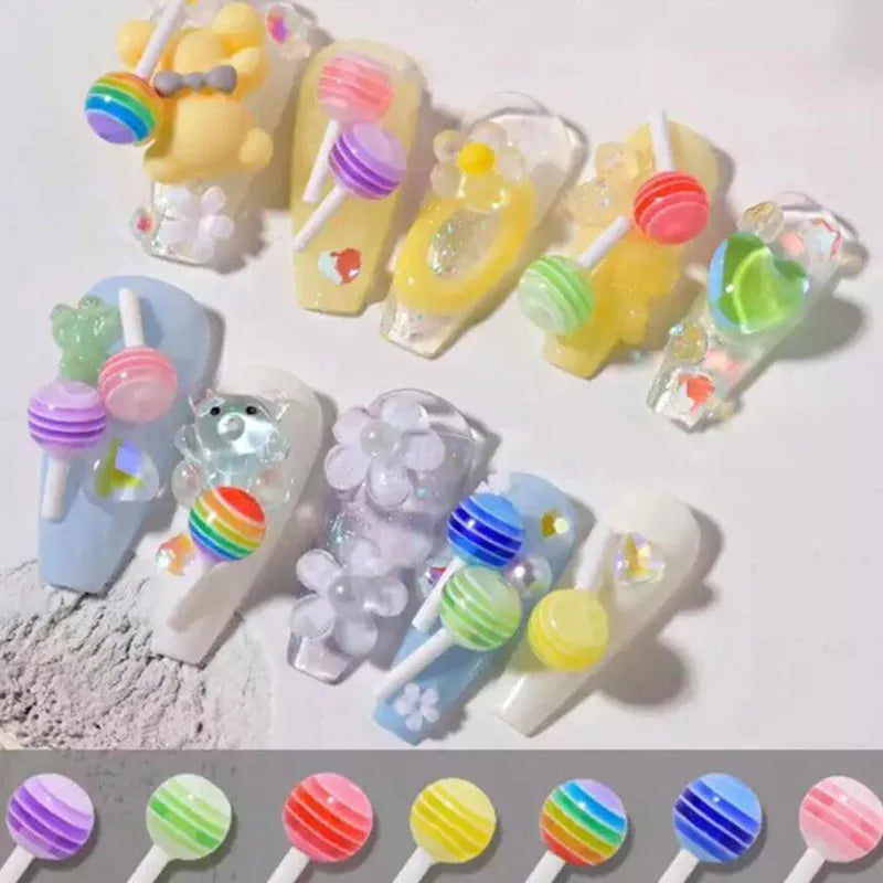 20/50/100Pcs Mixed Cute Lollipop Nail Art Charms 6mm 3D Kawaii Mini Summer Candy Nails Decorations DIY Crafts Manicure Accessory