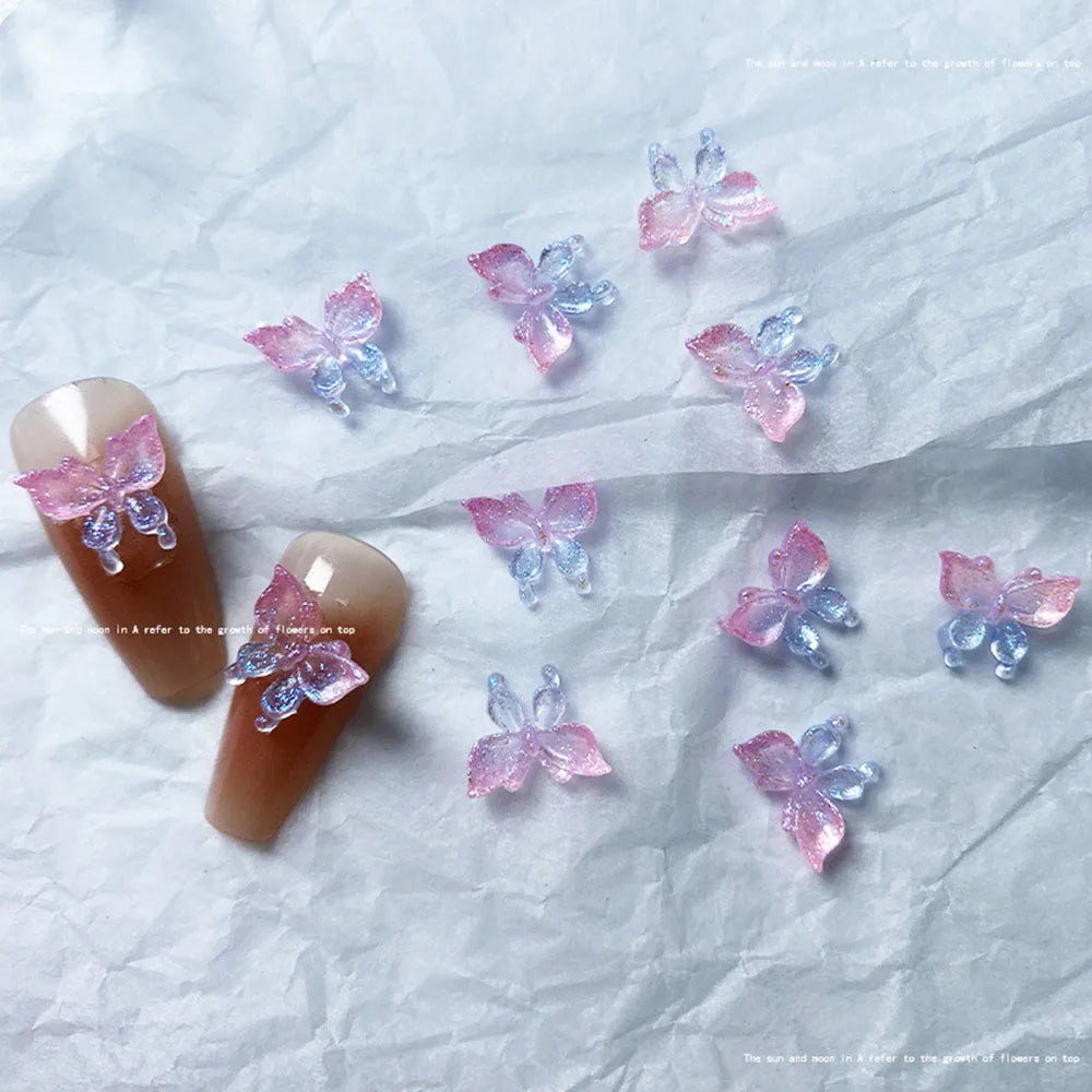 50pcs Mix Luminous Rose Flower Nail Art Charms Moon Star Heart Aurora Butterfly Nail Decorations Charms Y2K DIY Manicure Parts